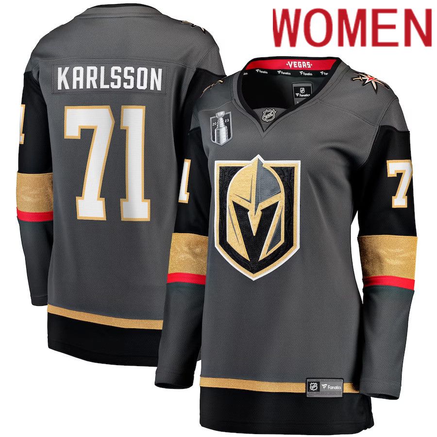 Women Vegas Golden Knights 71 William Karlsson Fanatics Branded Black 2023 Stanley Cup Final Alternate Breakaway Player NHL Jersey